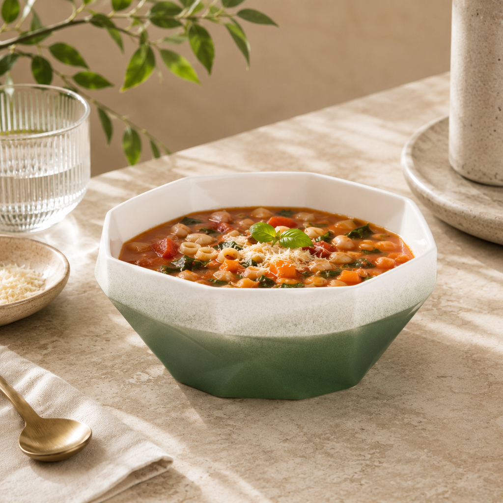 Folded Surface Ceramic Bowl (Green)
