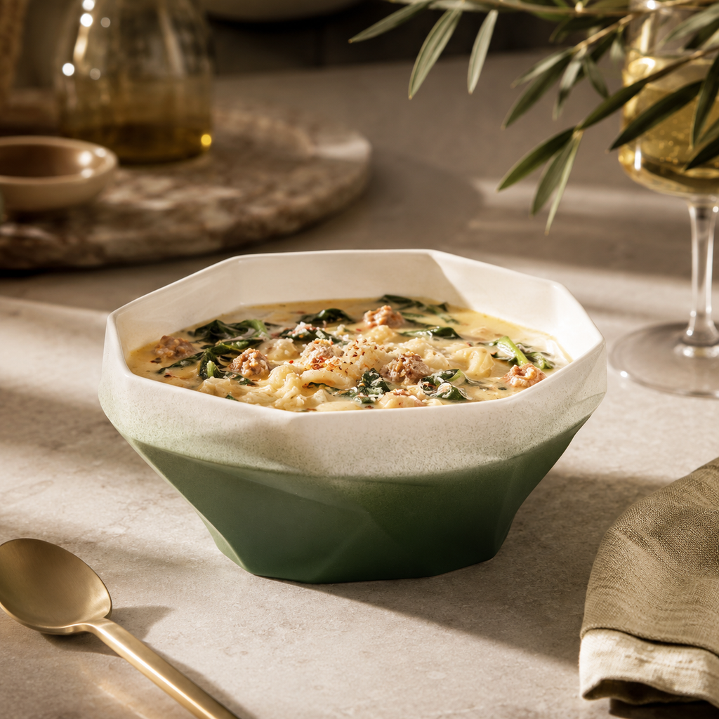 Folded Surface Ceramic Bowl (Green)