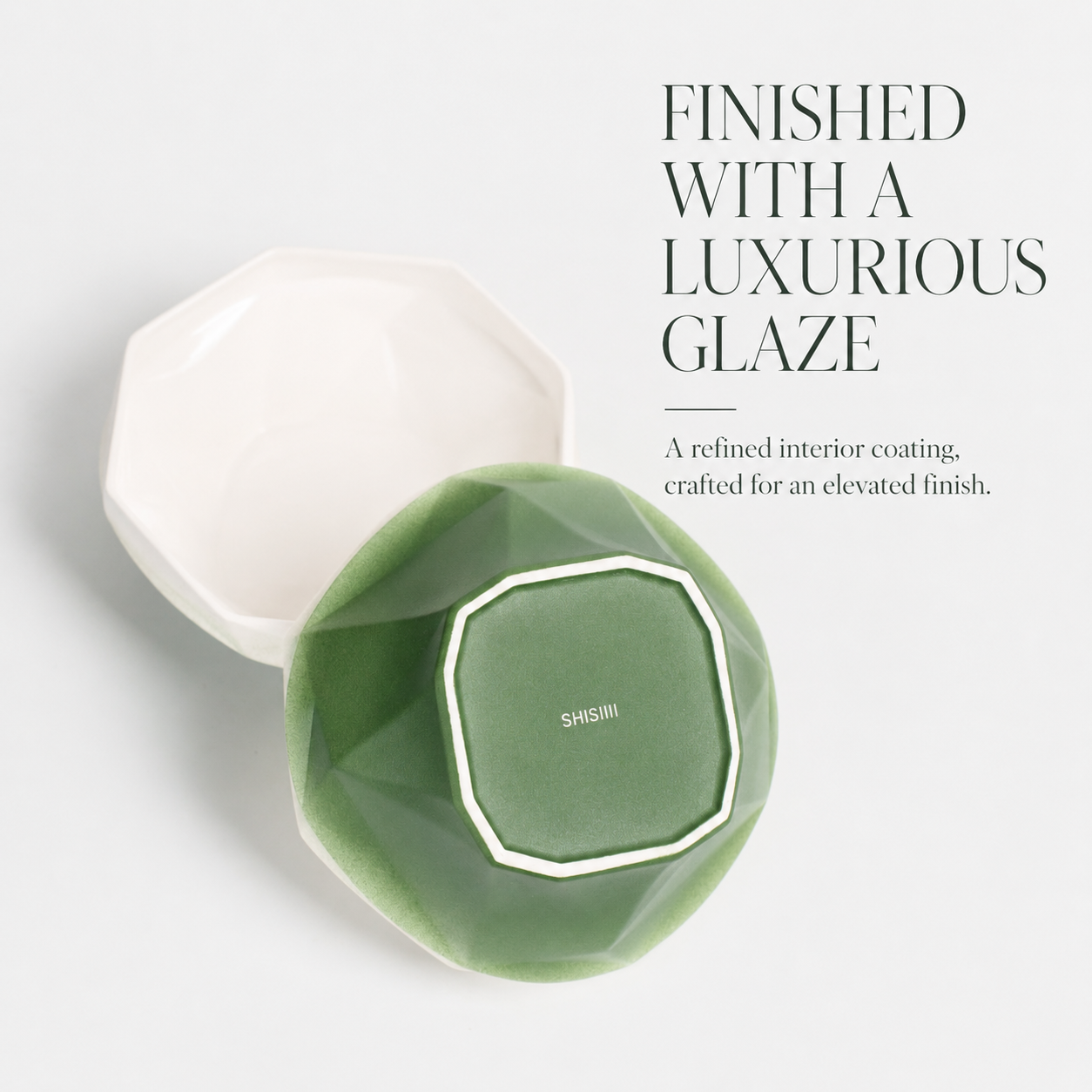 Folded Surface Ceramic Bowl (Green)