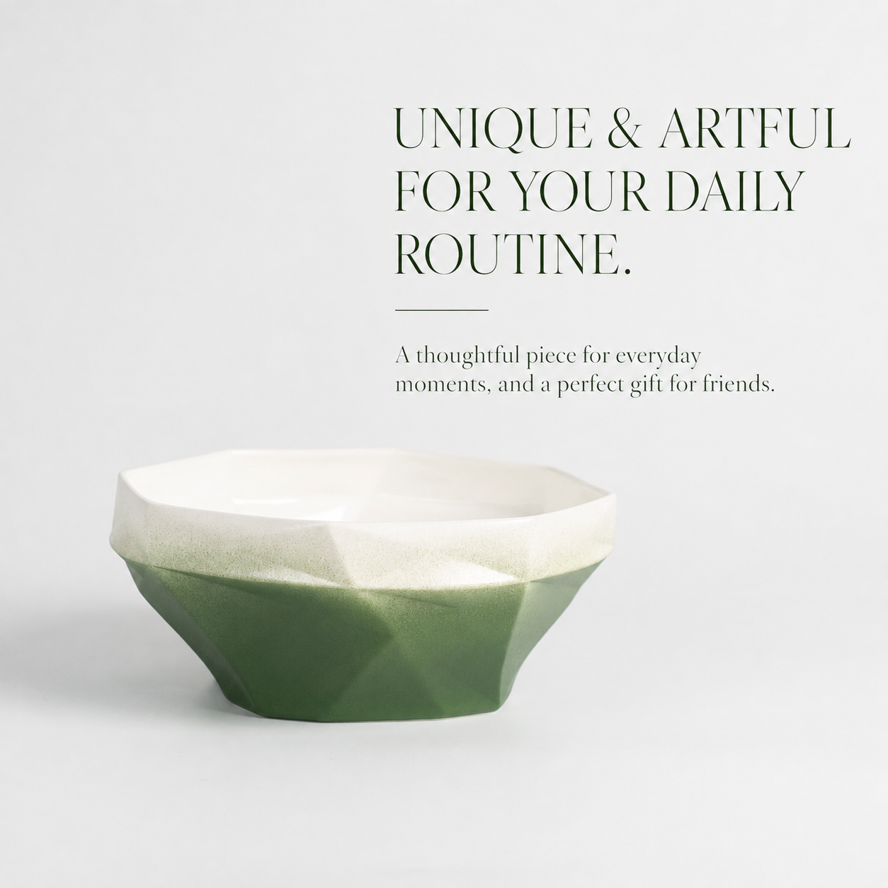 Folded Surface Ceramic Bowl (Green)