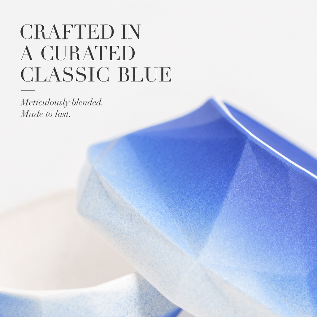 Folded Surface Ceramic Bowl (Blue)