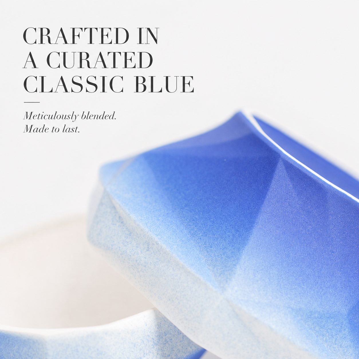 Folded Surface Ceramic Bowl (Blue)