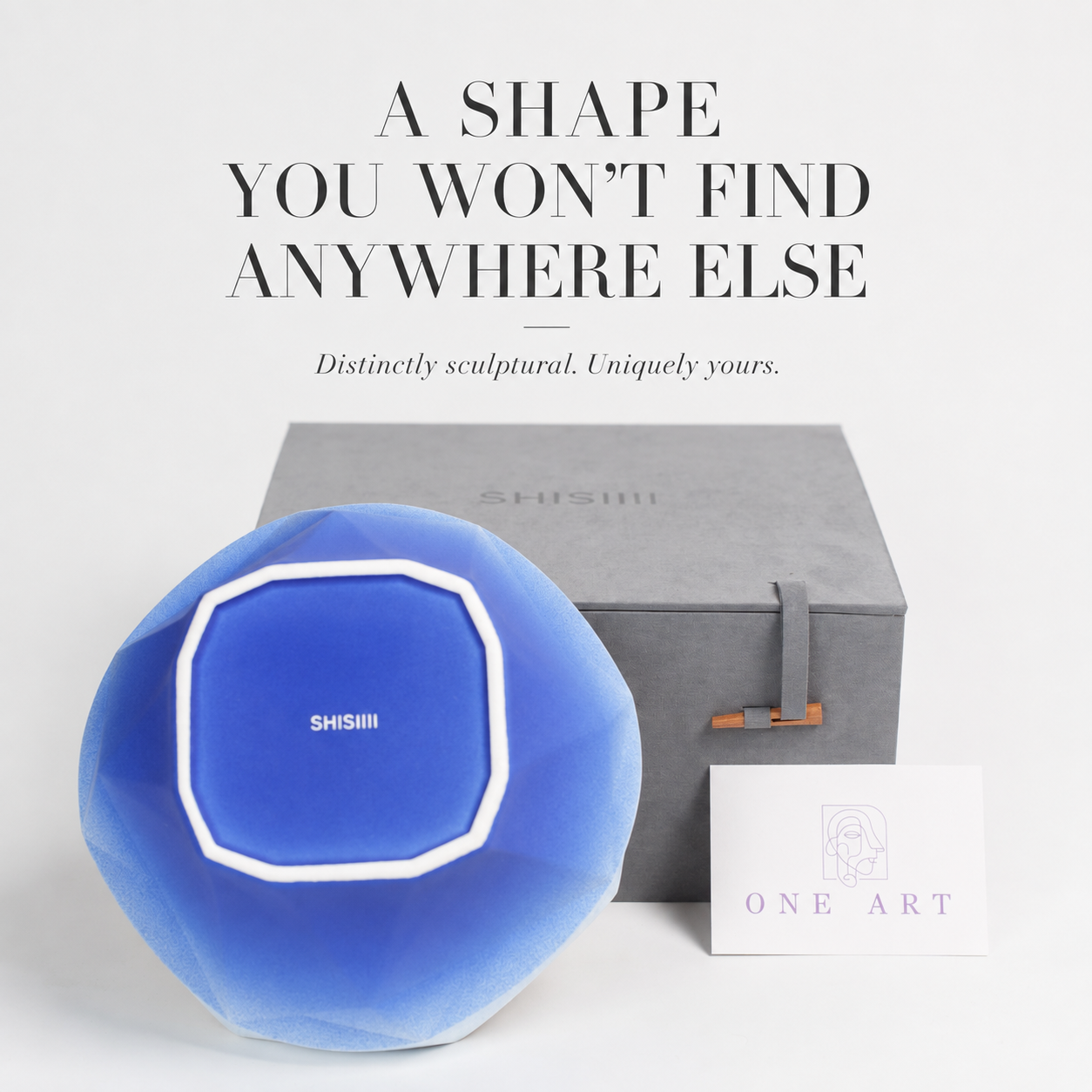 Folded Surface Ceramic Bowl (Blue)