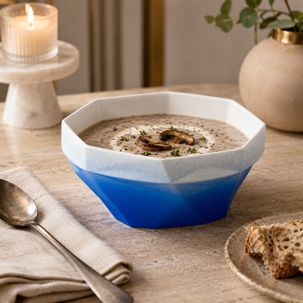Folded Surface Ceramic Bowl (Blue)