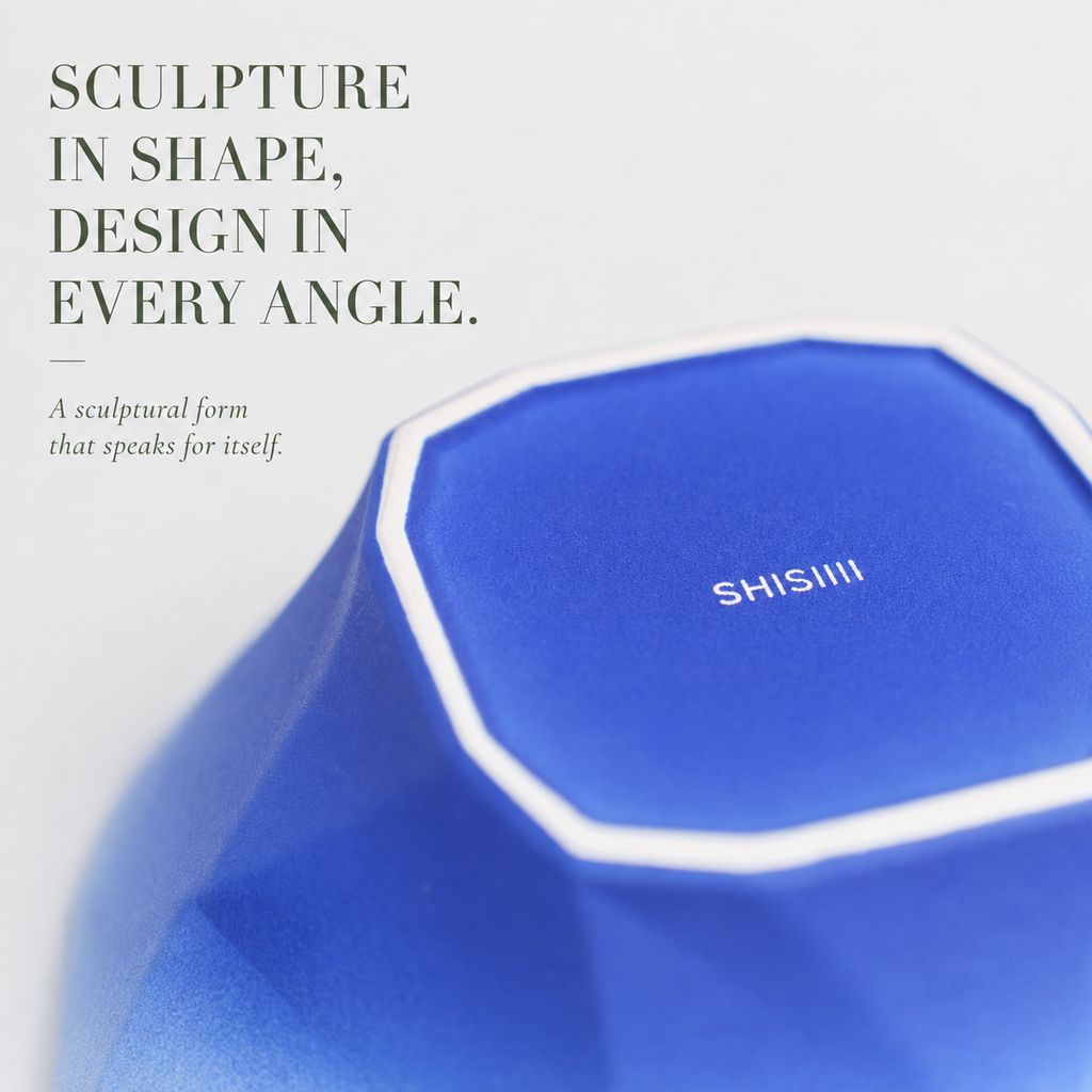 Folded Surface Ceramic Bowl (Blue)