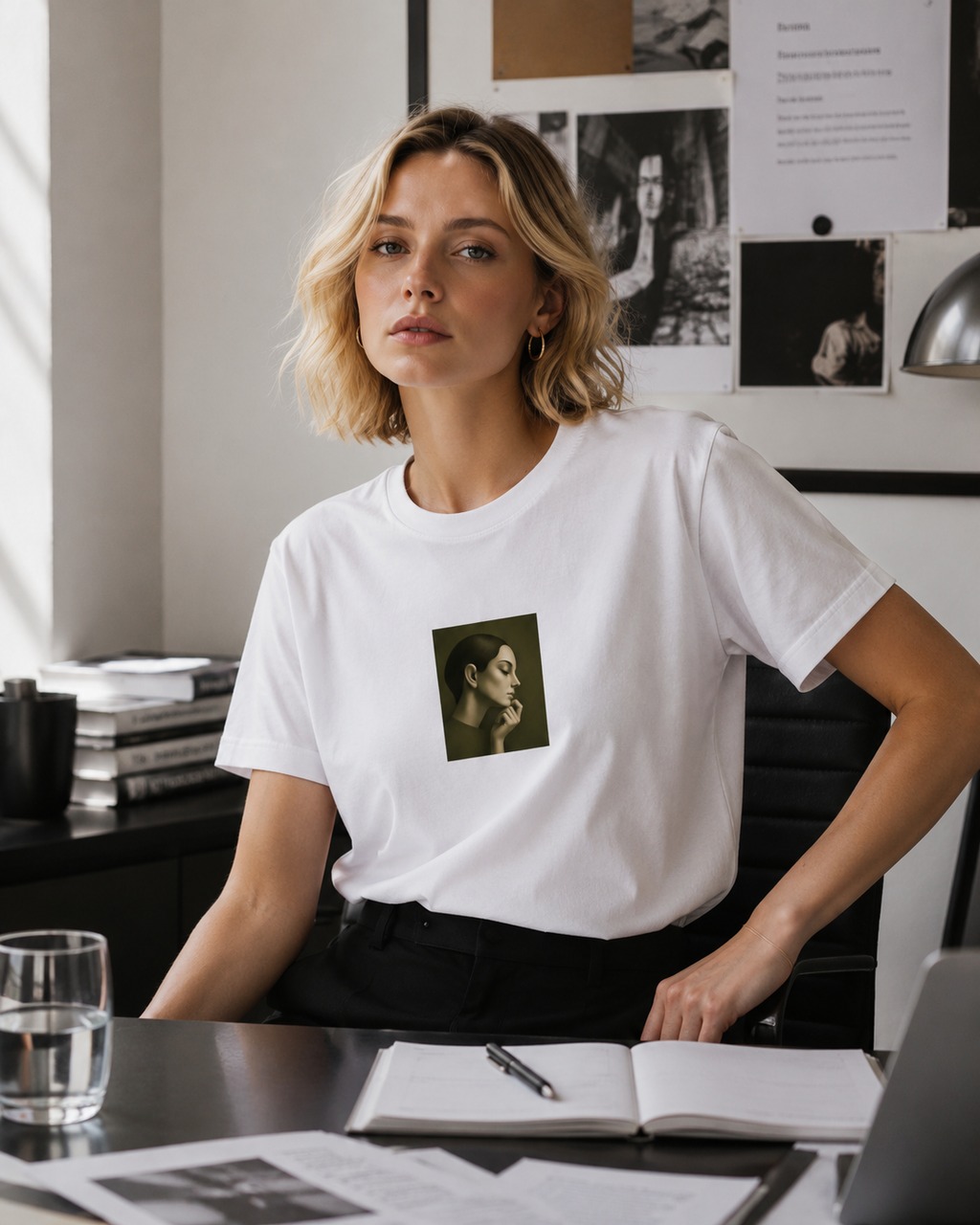 Minimal Portrait Organic Cotton Tee (Green)