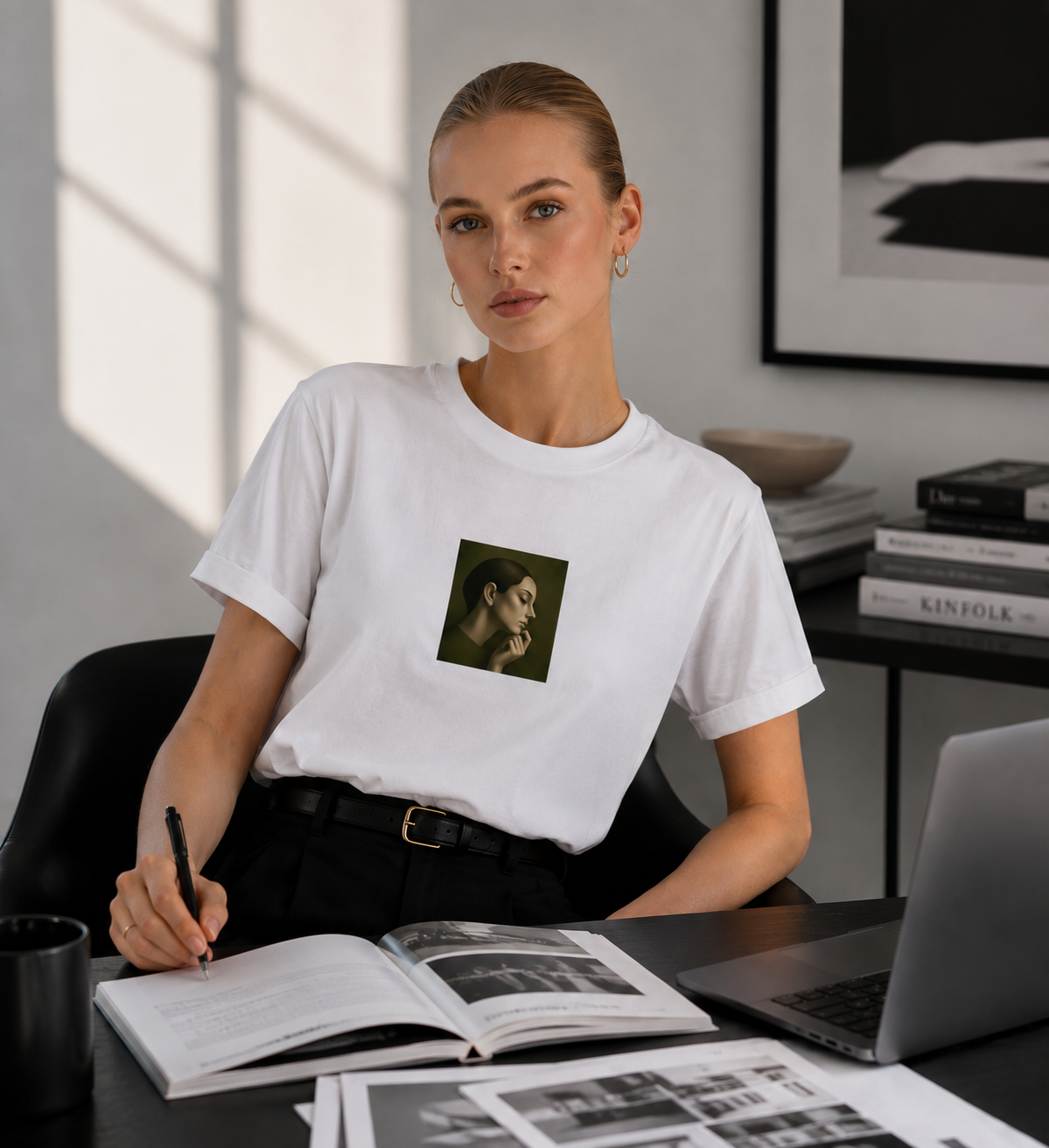 Minimal Portrait Organic Cotton Tee (Green)