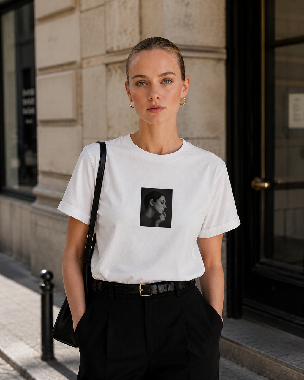 Minimal Portrait Organic Cotton Tee (Black)