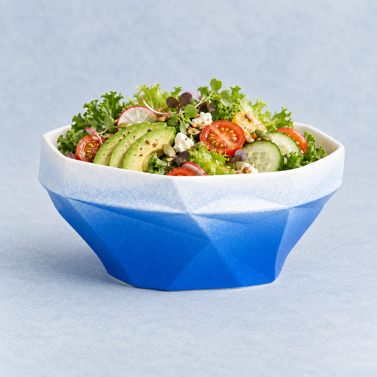 Folded Surface Ceramic Bowl Blue