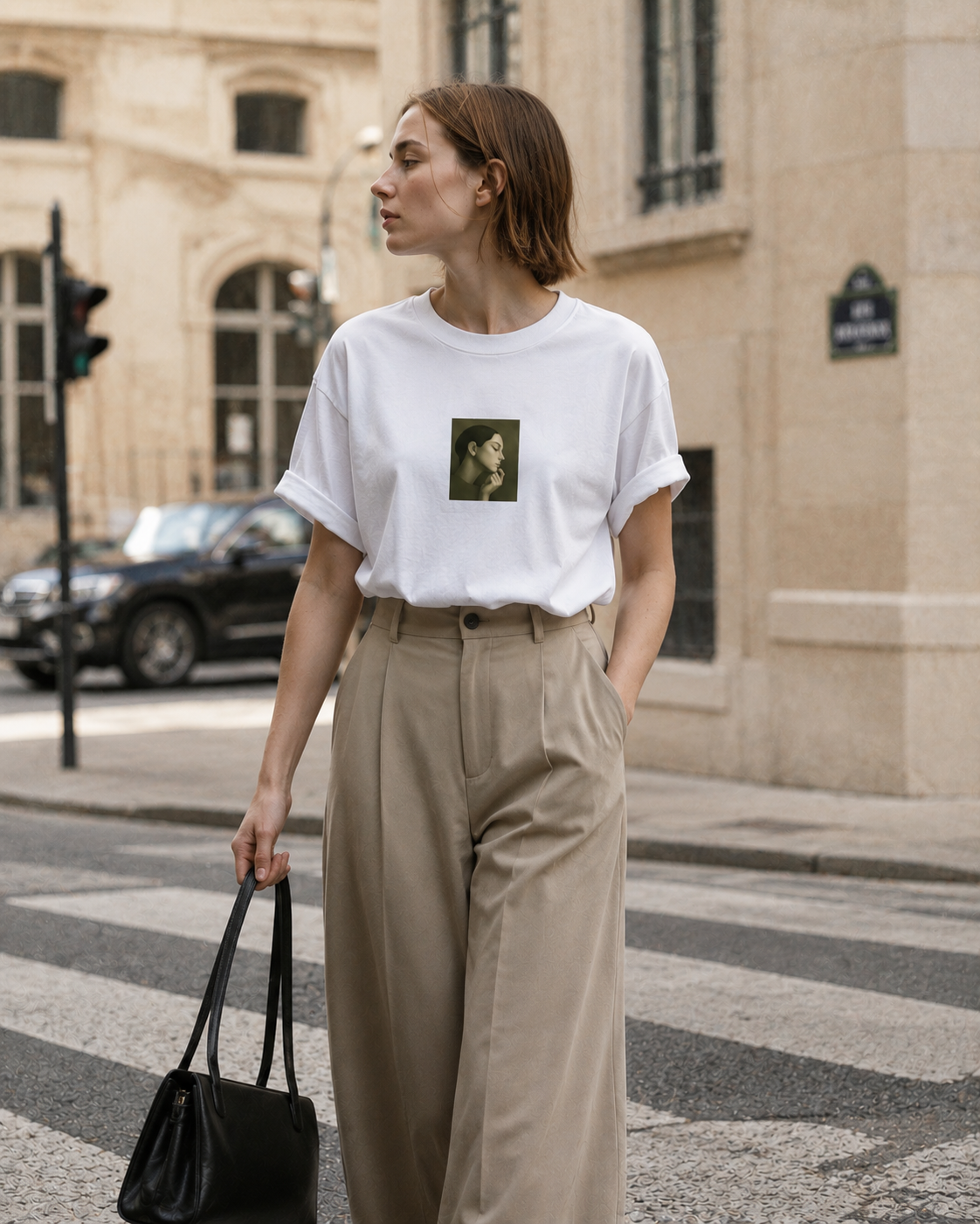 Silent Muse | Wearable Art T-Shirt (moss green)