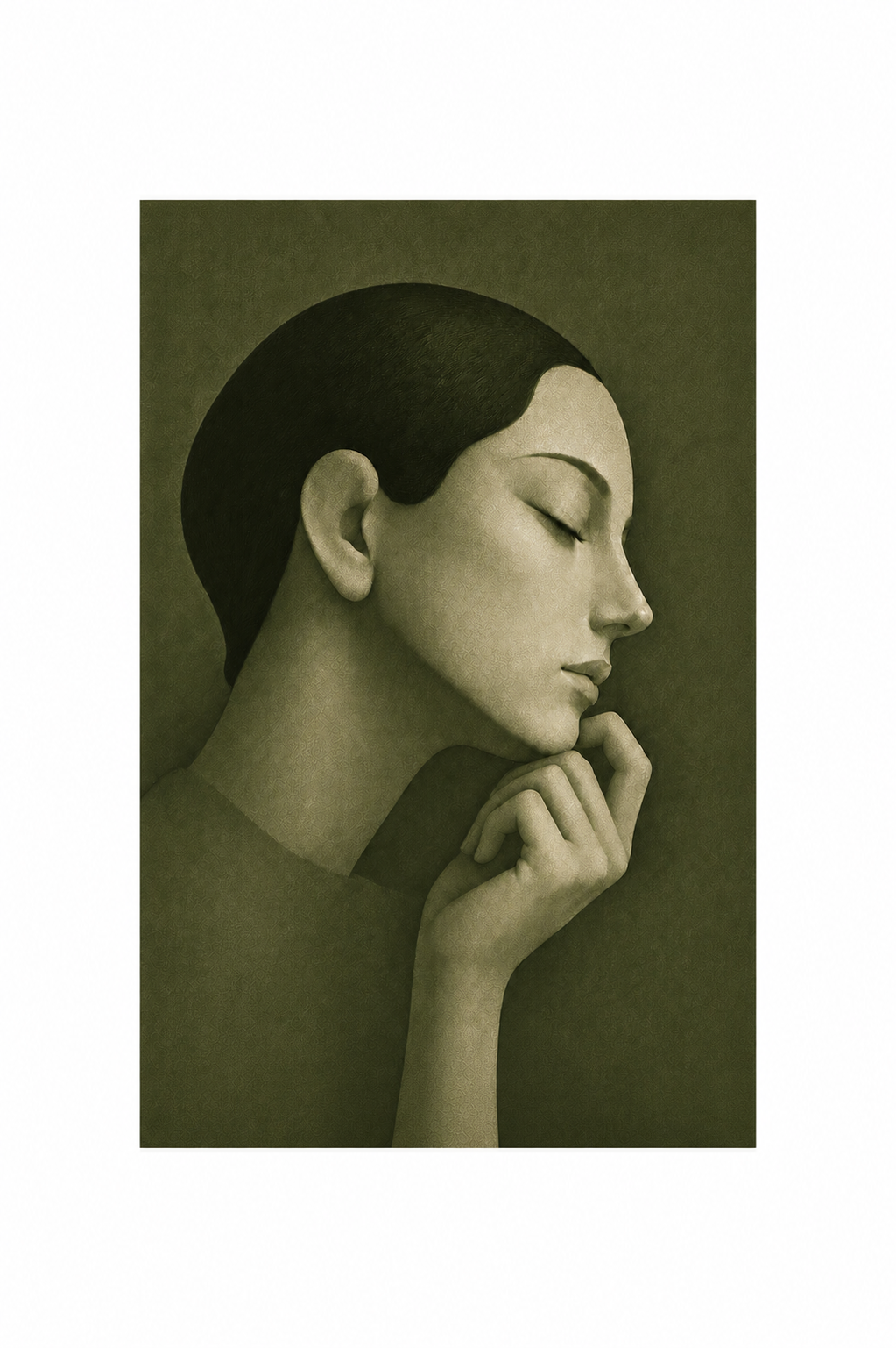 Silent Muse | Wearable Art T-Shirt (moss green)