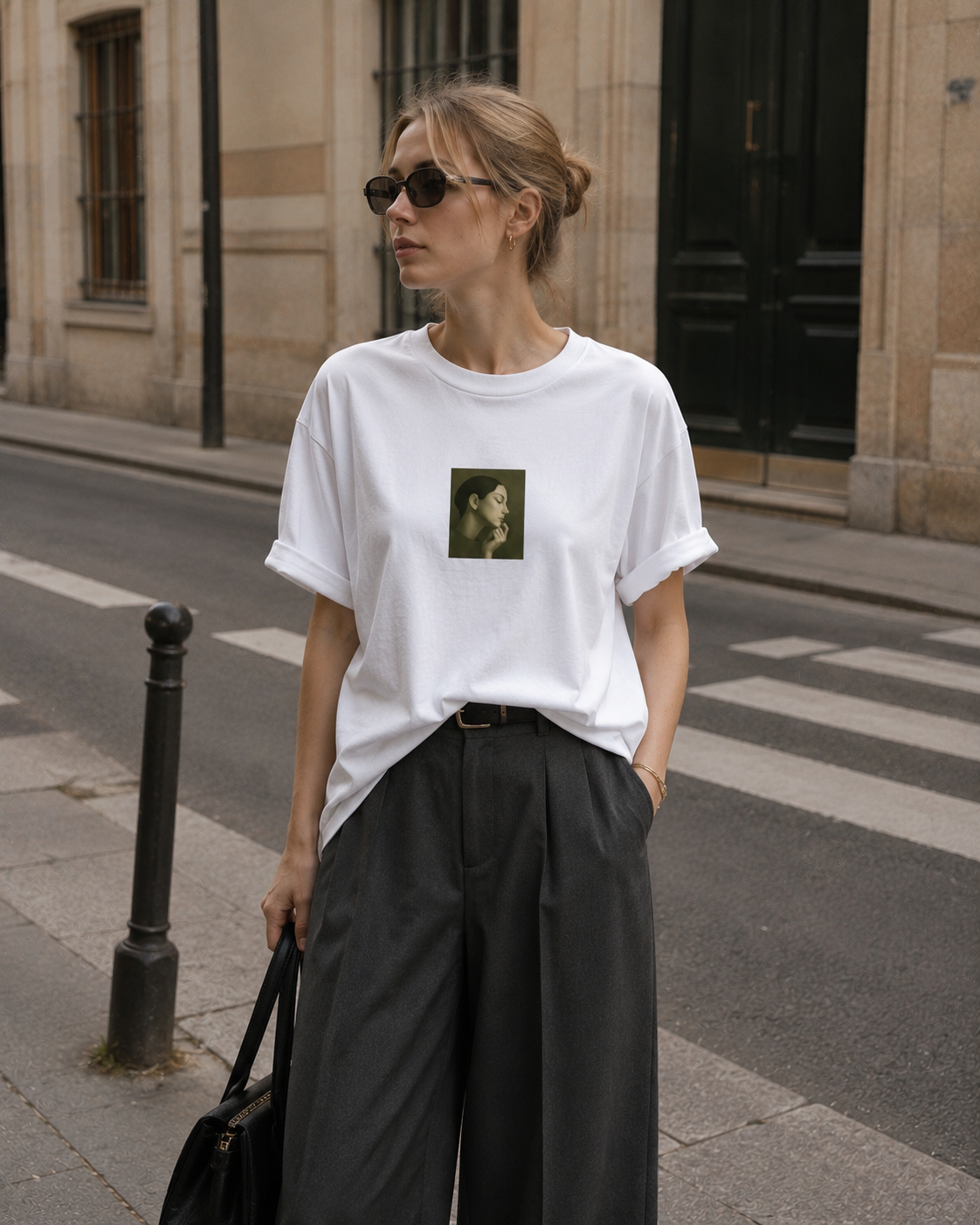 Silent Muse | Wearable Art T-Shirt (moss green)