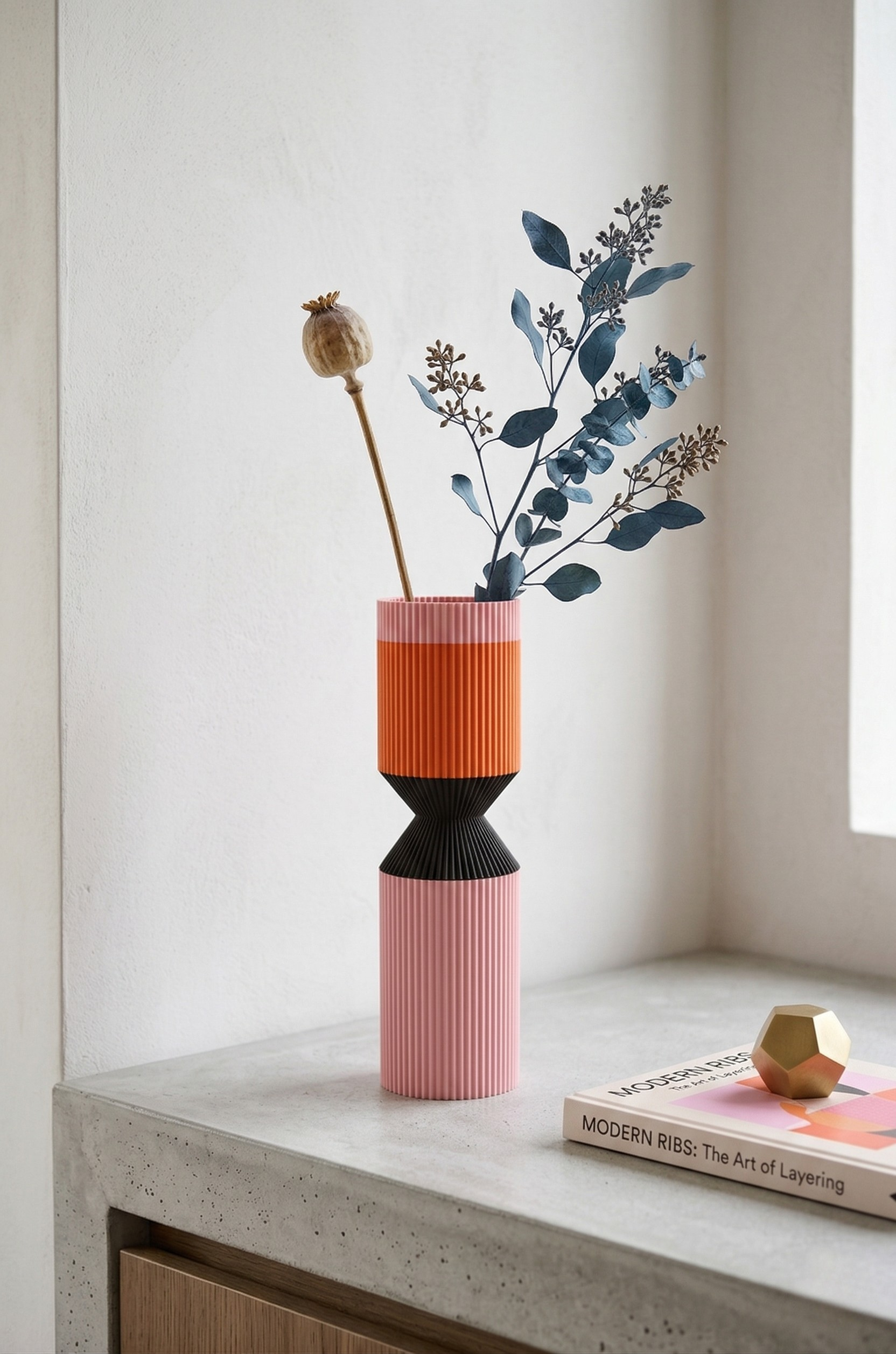 Modern Designer Vase — Minimalist Artistic Flower Vase (Pink1)