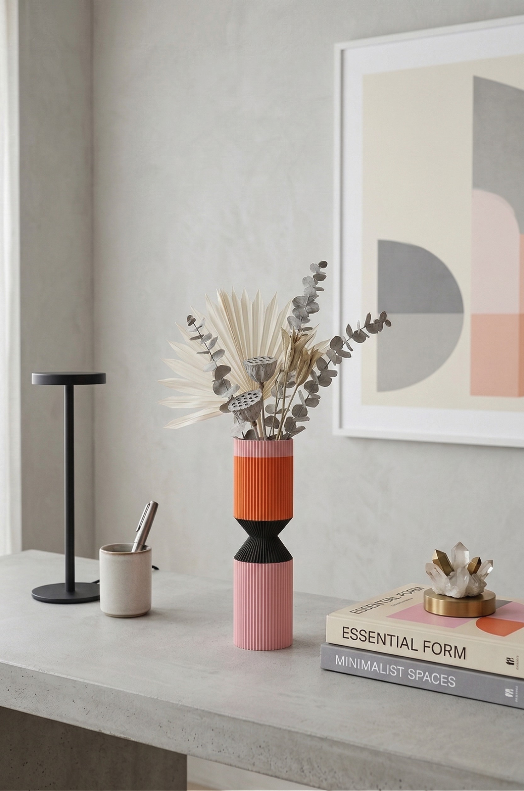 Modern Designer Vase — Minimalist Artistic Flower Vase (Pink1)