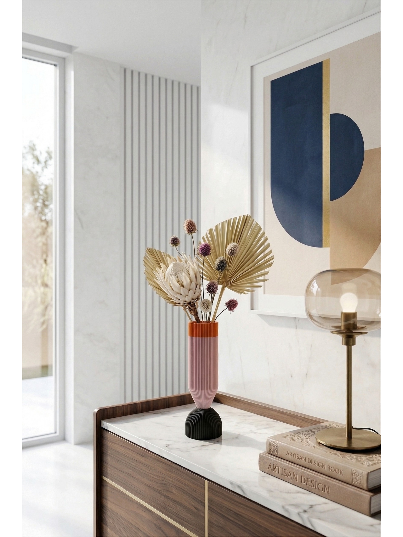 Modern Designer Vase — Minimalist Artistic Flower Vase (Pink2)