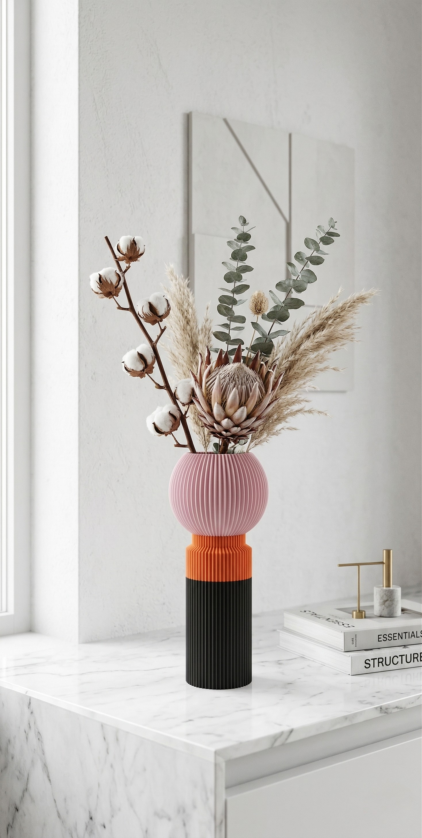 Modern Designer Vase — Minimalist Artistic Flower Vase (Pink3)