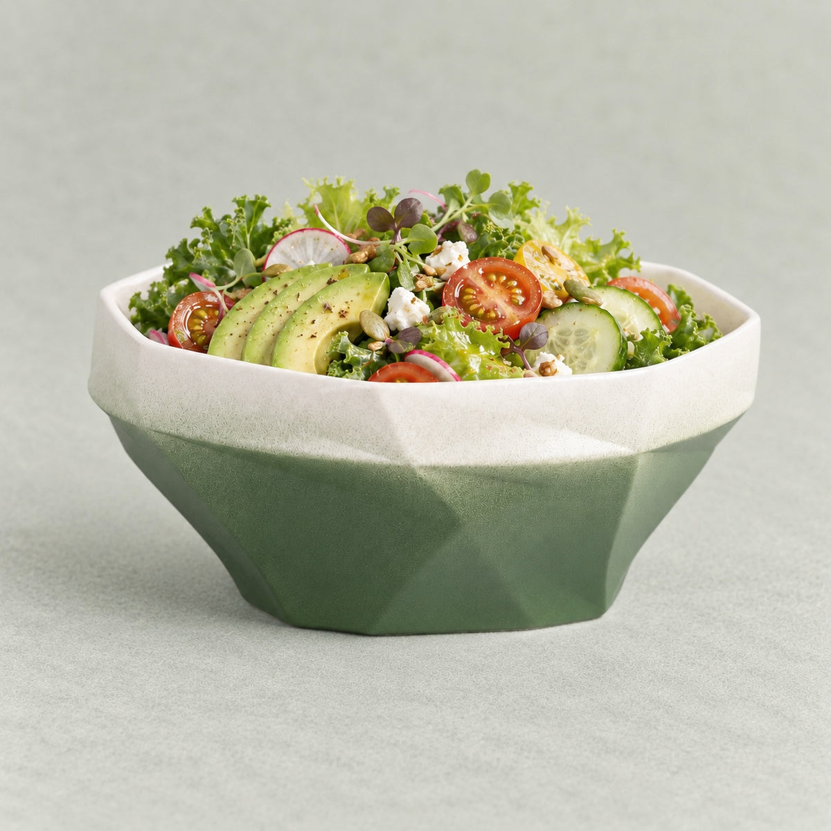Folded Surface Ceramic Bowl Green