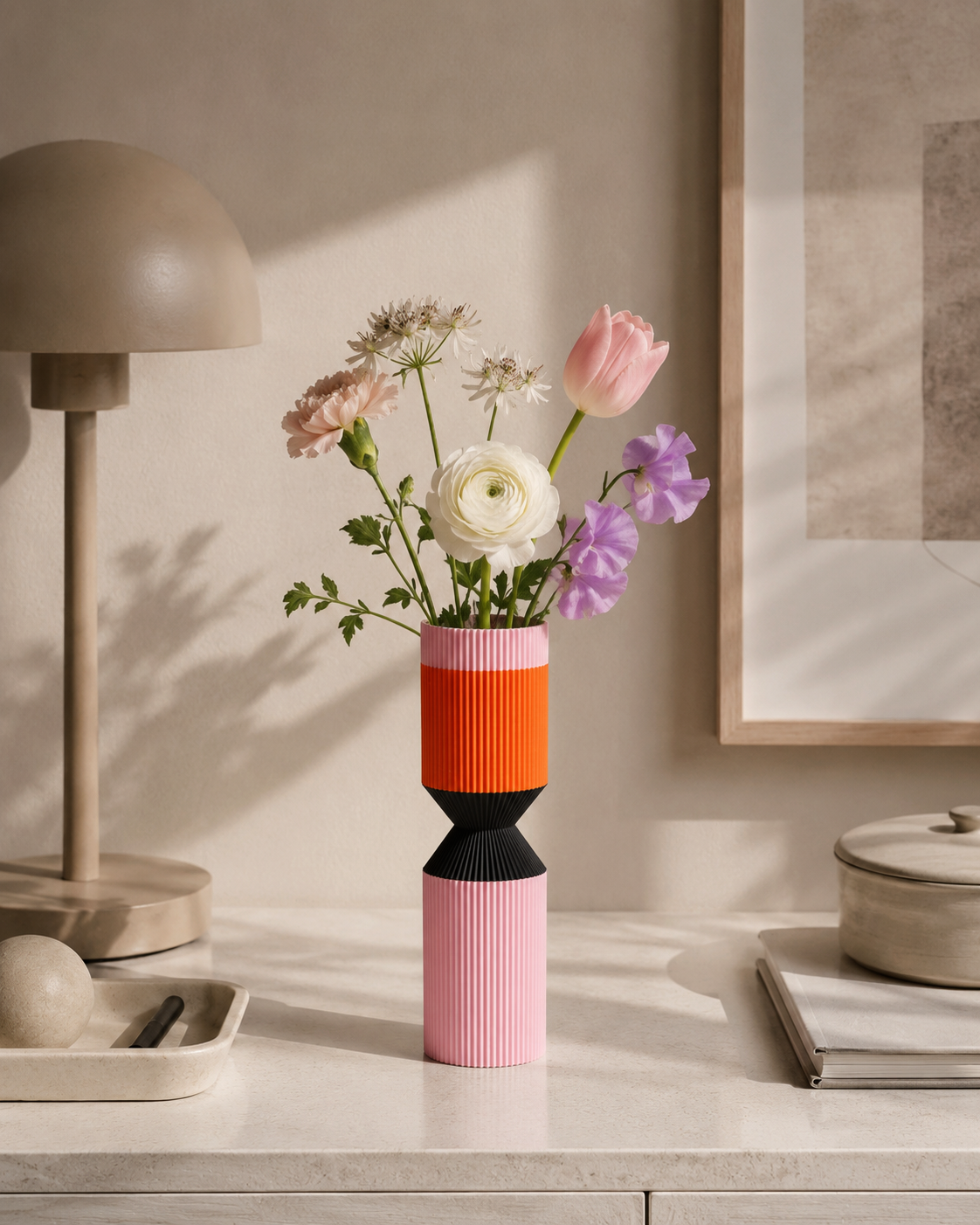 Modern Designer Vase — Minimalist Artistic Flower Vase (Pink1)