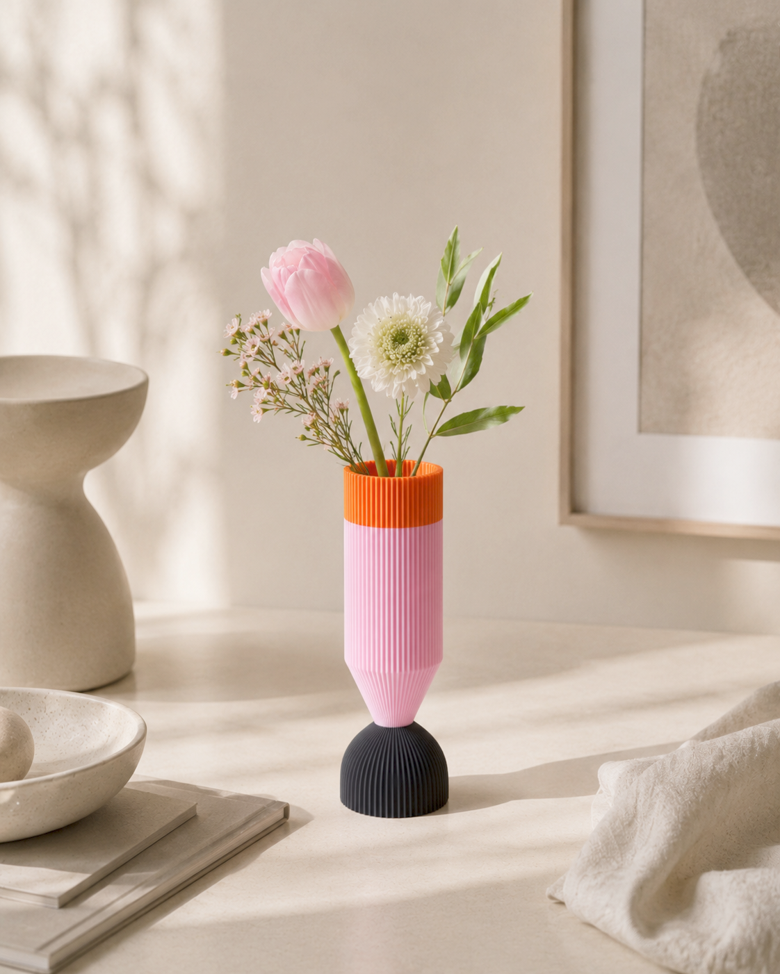 Modern Designer Vase — Minimalist Artistic Flower Vase (Pink2)