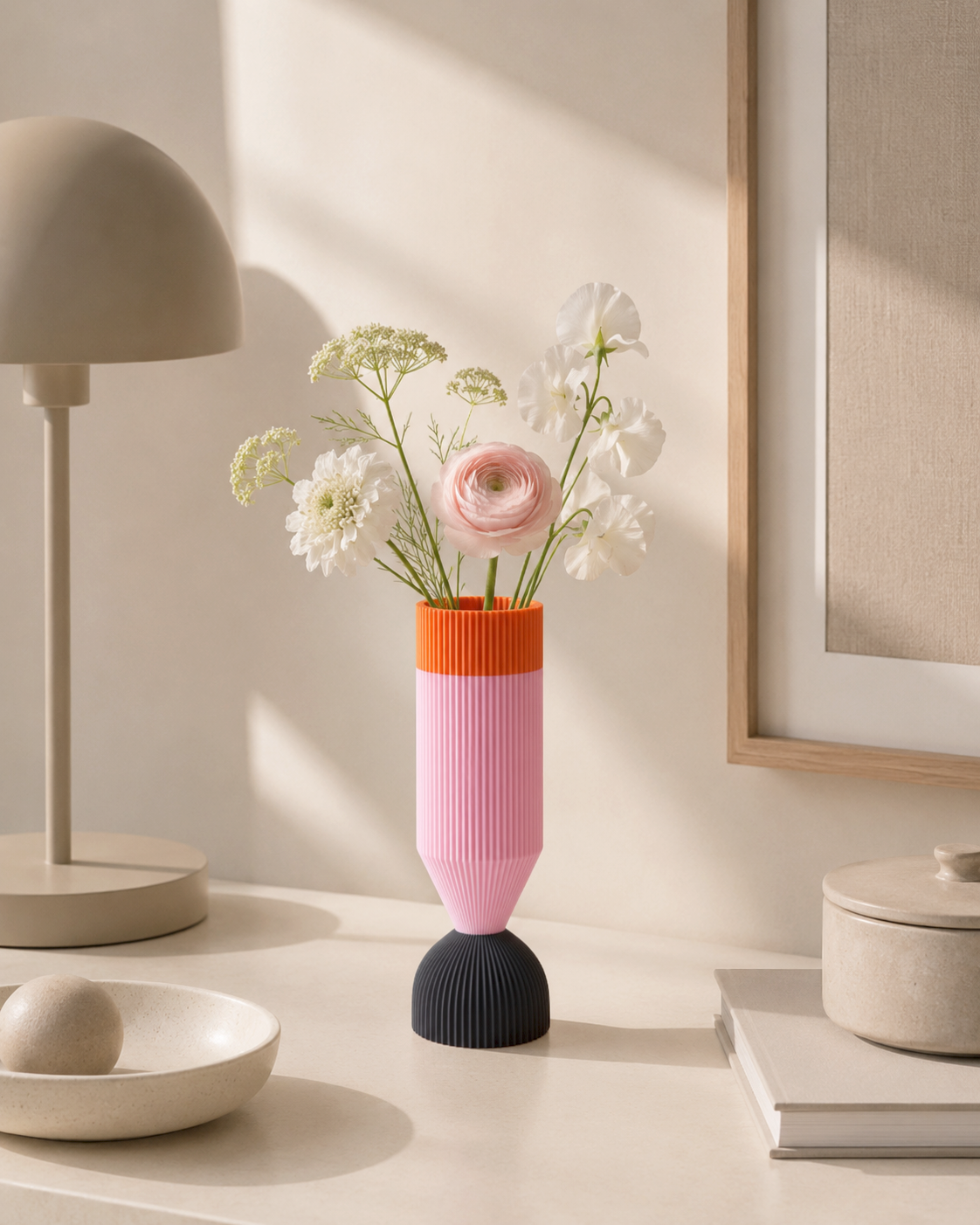Modern Designer Vase — Minimalist Artistic Flower Vase (Pink2)