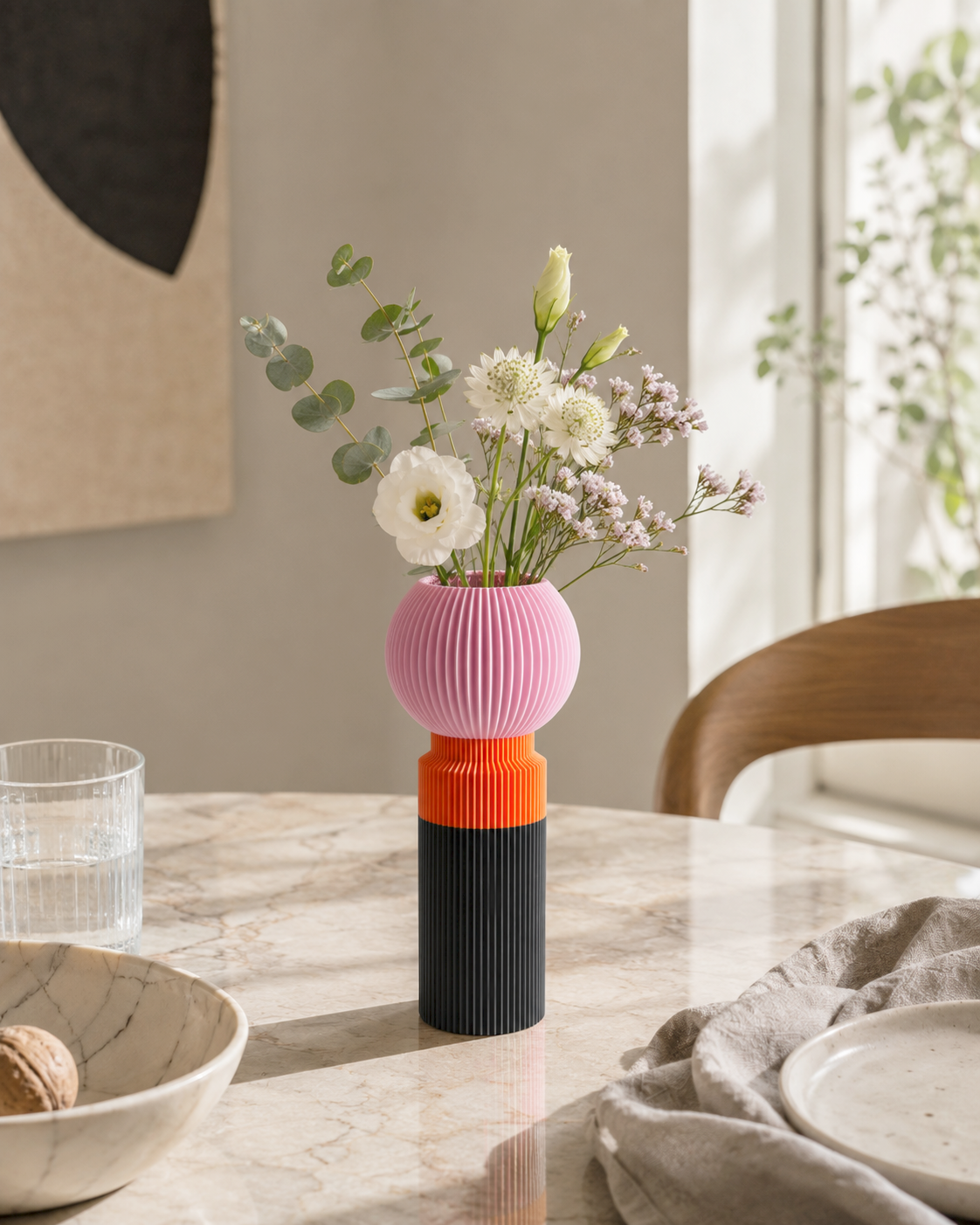 Modern Designer Vase — Minimalist Artistic Flower Vase (Pink3)