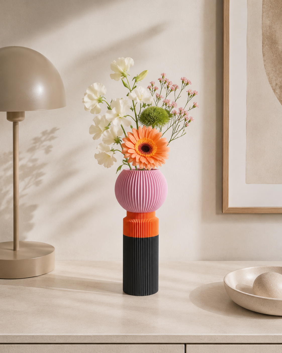 Modern Designer Vase — Minimalist Artistic Flower Vase (Pink3)